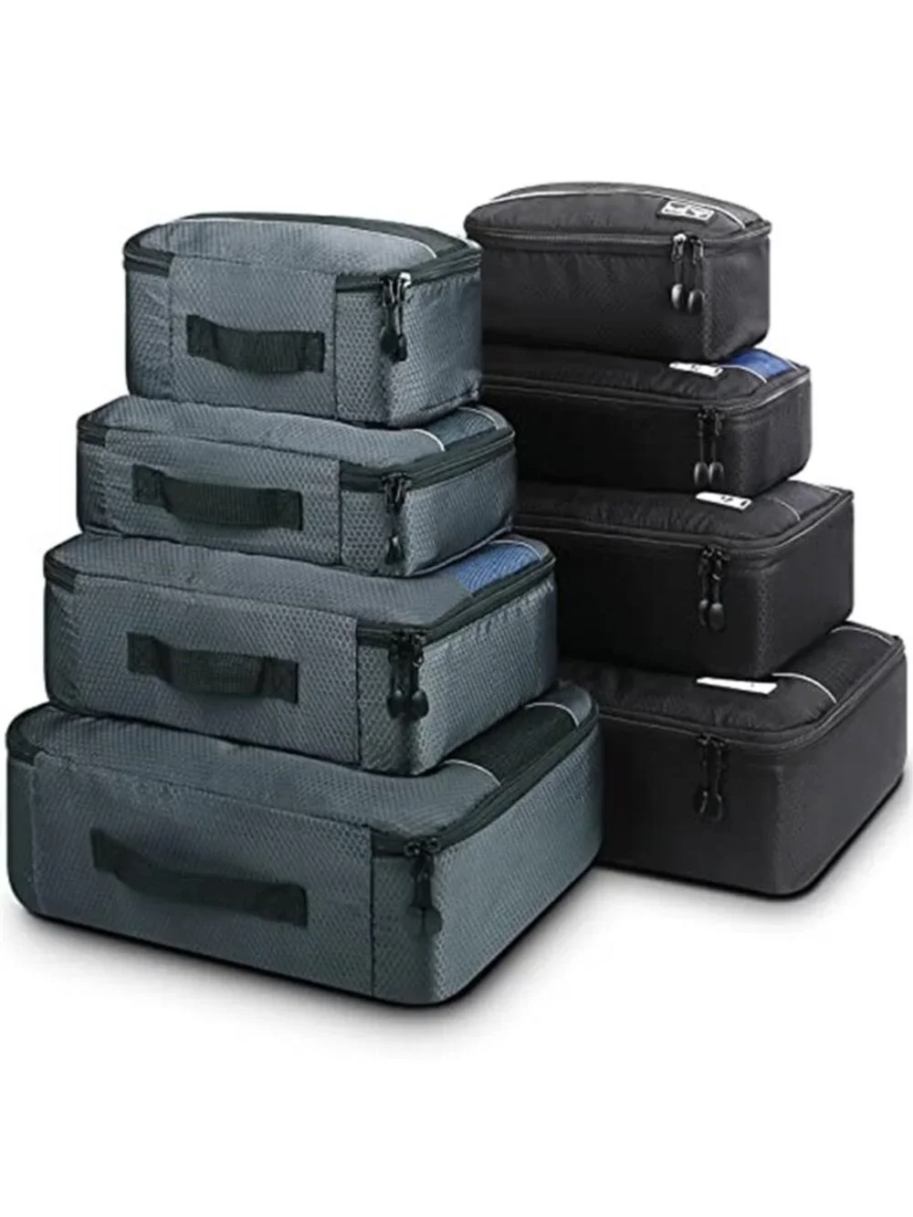 Packing Cubes 8 Piece Travel Organizer Set Nylon Suitcase Storage Bags Carry On